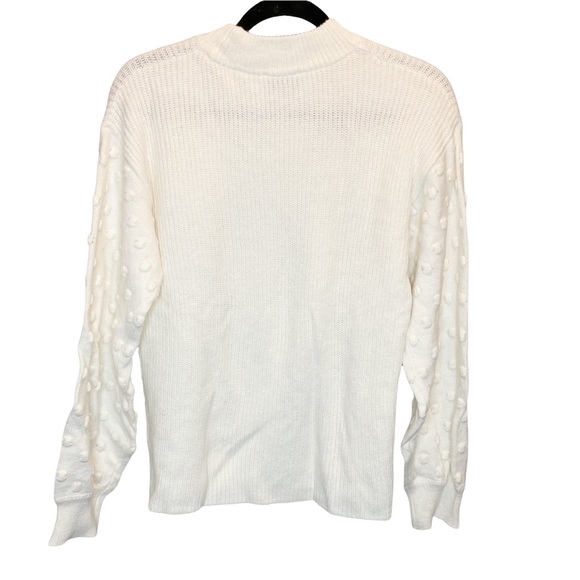 CeCe 3D Polka Dot Sweater Antique White Crewneck Ribbed Medium NWT NEW - Picture 8 of 8